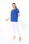 Women's Large Size Cobalt Blue Angels Stone Detailed Short Sleeve Blouse 65N37675 - 5