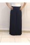 Elastic Waist Wide Leg Steel Knitted Black Trouser Skirt - 3