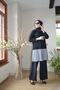 Mesh Detailed Black and White Hijab 2-Piece Set with Black Trousers - 2