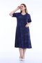Pentagonal Collar Piece Stitched Half Sleeve Plus Size Cotton Combed Dress
