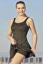 Women's Black Gathering Swimsuit with Shorts 7677 - 2