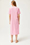 Women's Pink Side Slit Oversize Cotton Dress ELB-19001880 - 5