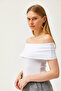Women's White Madonna Collar Lycra Blouse BLZ-19002586 - 6