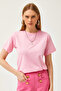 Women's Pink Crew Neck Basic T-Shirt TSH-19000774 - 3