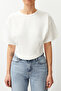 Beyaz Crop Örme T-Shirt TEDSS24TS00008 - 3