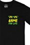 Black T-Shirt with Yellow Game For Life Pocket Logo Design - 2