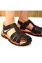 (arzen) Orthopedics Thermo Non-Slip Sole Closed Toe Velcro Boys' Sandals Black Turquoise - 2