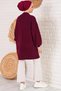 Women's Hijab Burgundy Hair Braid Pattern Long Buttoned Relaxed Fit Knitwear Cardigan Hzl24W-Bd1100691 - 4