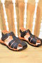 (arzen) Orthopedics Thermo Non-Slip Sole Closed Toe Velcro Boys' Sandals Black Turquoise - 6