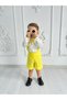 Yellow Short Salopet And White Shirt Set Boys Girls Holiday Special Daily Children's And Baby Clothing - 6