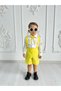 Yellow Short Salopet And White Shirt Set Boys Girls Holiday Special Daily Children's And Baby Clothing - 7