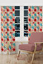 Vivid Colorful Flowers Patterned Suede Living Room Hall Background Curtain Extrafor Drawstring 2 Sash PRD-1033
