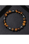 Tiger Eye Hematite Design Natural Stone Bracelet - 7