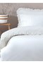 Double Duvet Cover Set 100% Organic Cotton Perkal Embroidered Cream 200 x 220 cm Elsa