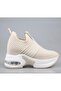 24Y300-8 Wedge Heel Beige Women's Sneakers