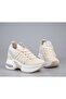 24Y300-14 Filled Heel Beige Women's Sneakers - 4