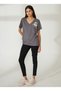 V-Neck Printed Anthracite Women's T-Shirt W-Mercan - 3