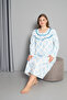 100% Cotton Seasonal Long Sleeve Combed Plus Size Mother's Nightgown 1503 - 5