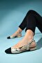 LUJO Gold Sequined Women's Open Back Flat Ballerina Shoes - 8