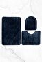 3-Piece Toilet Seat Set Bathroom Rug Mat Set 60X90 DARK BLUE