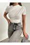 Women's Shoulder and Waist Drawstring Draped Blouse - 2