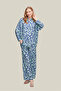 The Pery Navy Blue Patterned Trousers and Shirt Set - 4