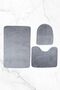 3-Piece Toilet Seat Set Bathroom Rug Mat Set 60X90 Gray