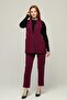 Plus Size Crepe Skuba Vest Trousers Double Set-BORDO - 3