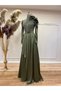 Satin Evening Dress with Draped Shoulder Accessories 7003 - 6