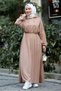 Lidya Elastic Waist Hooded Hijab Dress 586 - Mink - 4