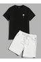 Unisex Oversize New Season 2-Piece Palm Printed Shorts T-Shirt Set - 3