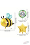 Cute Bee 5-Piece Birthday Set Bee Figured Balloon Gold Star Foil and Patterned Safari Balloon - 2
