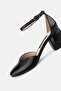 Women's Black Patent Leather Genuine Leather Number 35-41 Thick Heel Strap Shoes - 6