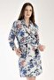 Women's Long Sleeve Quilted Gray Melange Dressing Gown C2T0N1303