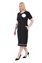 X MODAPO Women's Rose Accessory Short Sleeve White Piping Large Size Long Dress - 3