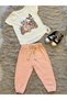 Gofre fabric trousers tunic girls summer 2-piece set
