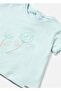 Baby Girl Embroidered Short Sleeve T-Shirt Turquoise 1009 - 3