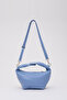 Blue Shk94 Faux Leather Zipper Compartment Snap Strap Hand Arm and Shoulder Bag L:16 E:26 W:13 cm