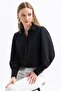 Women's Polka Dot Patterned Shoulder Gathered Balloon Sleeve Oversize Satin Shirt - 3