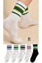 5 Pairs Unisex Colorful Circled Striped College Tennis Socks Cotton - 3