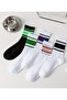 5 Pairs Unisex Colorful Circled Striped College Tennis Socks Cotton - 4