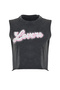 Black Slogan Printed Stone Detailed Washable Relaxed/Comfortable Fit Knitted Tank Top TWOSS24AL00045 - 7