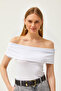 Women's White Madonna Collar Lycra Blouse BLZ-19002586 - 3