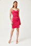Women's Fuchsia Stone Strap Slit Mini Diving Dress AEL-00000007 - 3