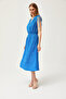 Women's Cobalt Blue Shoulder Gathered Waist Elastic Dress ELB-19002116 - 5
