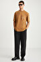 Kravın Men's 100% Cotton Crew Neck Printed Brown T-Shirt