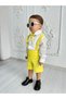 Yellow Short Salopet And White Shirt Set Boys Girls Holiday Special Daily Children's And Baby Clothing - 2