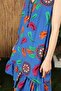 New Season Viscose Fabric Tie-Dye and Ethnic Pattern Zero Sleeve Midi Women's Dress - 4