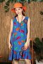New Season Viscose Fabric Ethnic and Tie-Dye Patterned Zero Sleeve Midi Women's Dress - 2