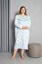 100% Cotton Seasonal Long Sleeve Combed Plus Size Mother's Nightgown 1503 - 3